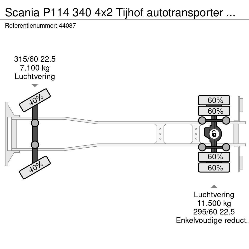 Scania P114 340 4x2 Tijhof autotransporter met hydraulisc Araç tasiyicilar