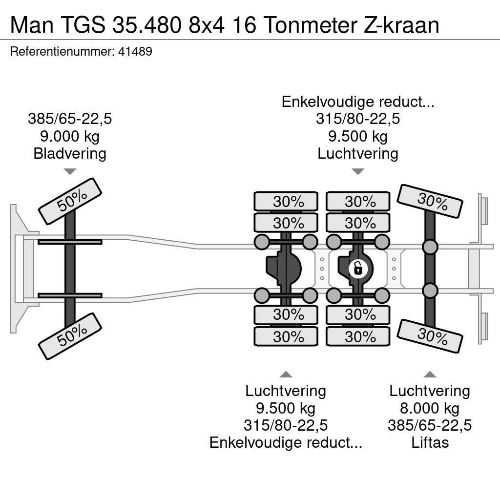 MAN TGS 35.480 8x4 16 Tonmeter Z-kraan Vinçli kamyonlar