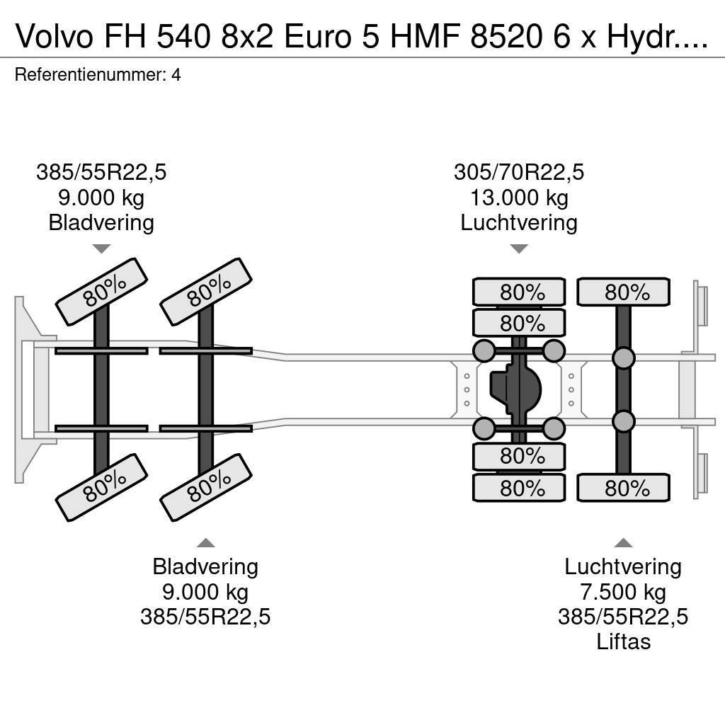 Volvo FH 540 8x2 Euro 5 HMF 8520 6 x Hydr. Jip 6 x Hydr. Yol-Arazi Tipi Vinçler (AT)