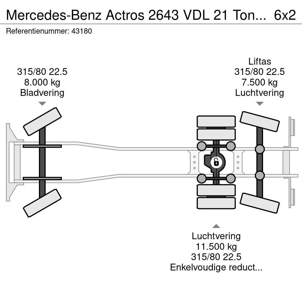Mercedes-Benz Actros 2643 VDL 21 Ton haakarmsysteem Vinçli kamyonlar