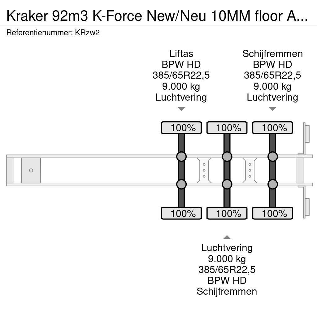 Kraker 92m3 K-Force New/Neu 10MM floor Alcoa's Liftachse Kayar zemin yarı römorklar