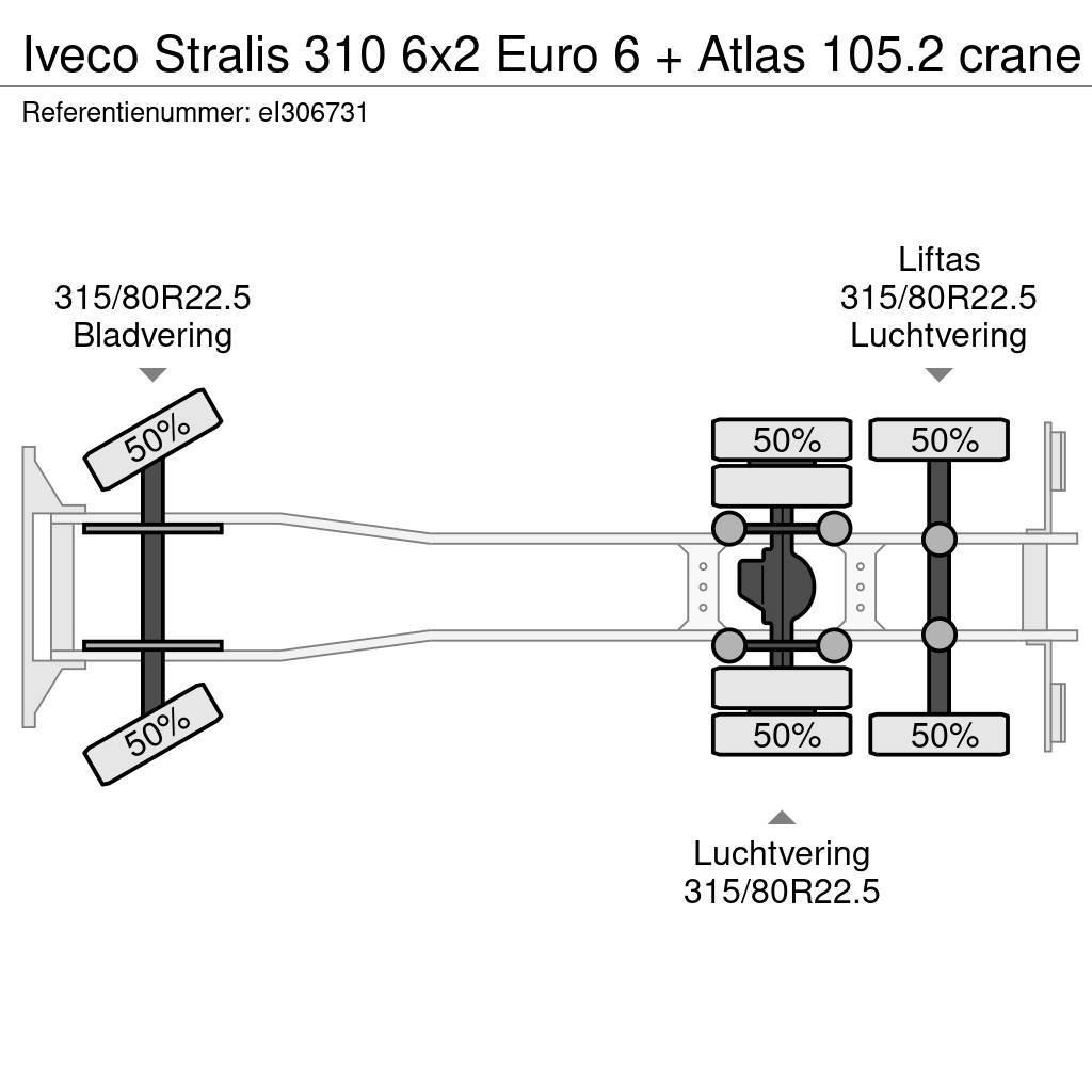 Iveco Stralis 310 6x2 Euro 6 + Atlas 105.2 crane Flatbed kamyonlar
