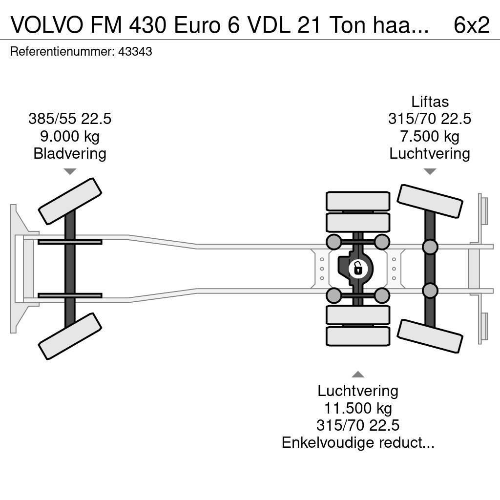 Volvo FM 430 Euro 6 VDL 21 Ton haakarmsysteem Vinçli kamyonlar