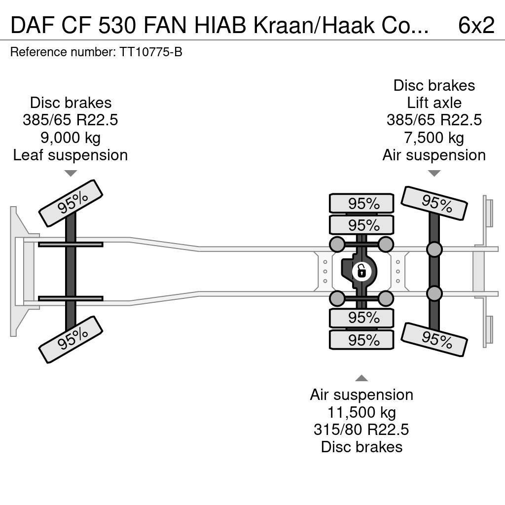 DAF CF 530 FAN HIAB Kraan/Haak Combikeuring 12-2030 Yol-Arazi Tipi Vinçler (AT)