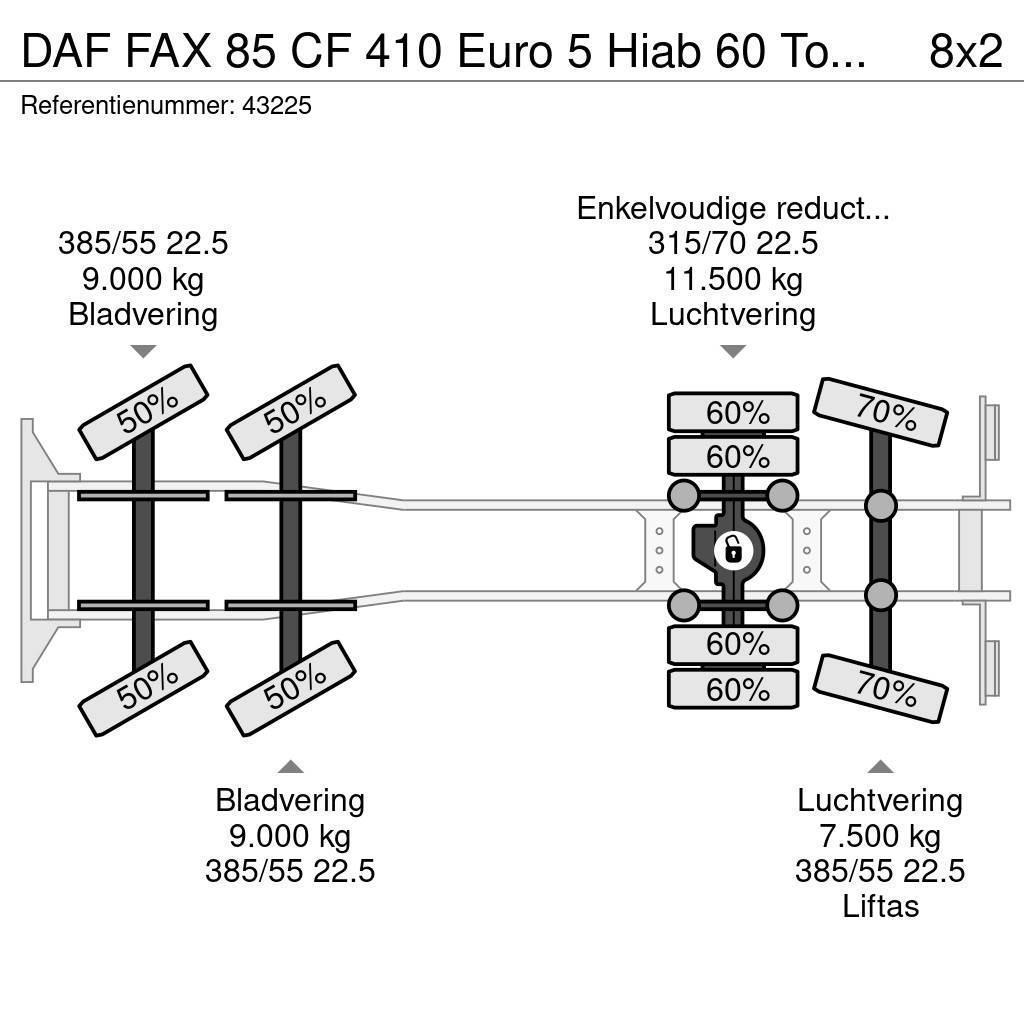 DAF FAX 85 CF 410 Euro 5 Hiab 60 Tonmeter laadkraan Yol-Arazi Tipi Vinçler (AT)