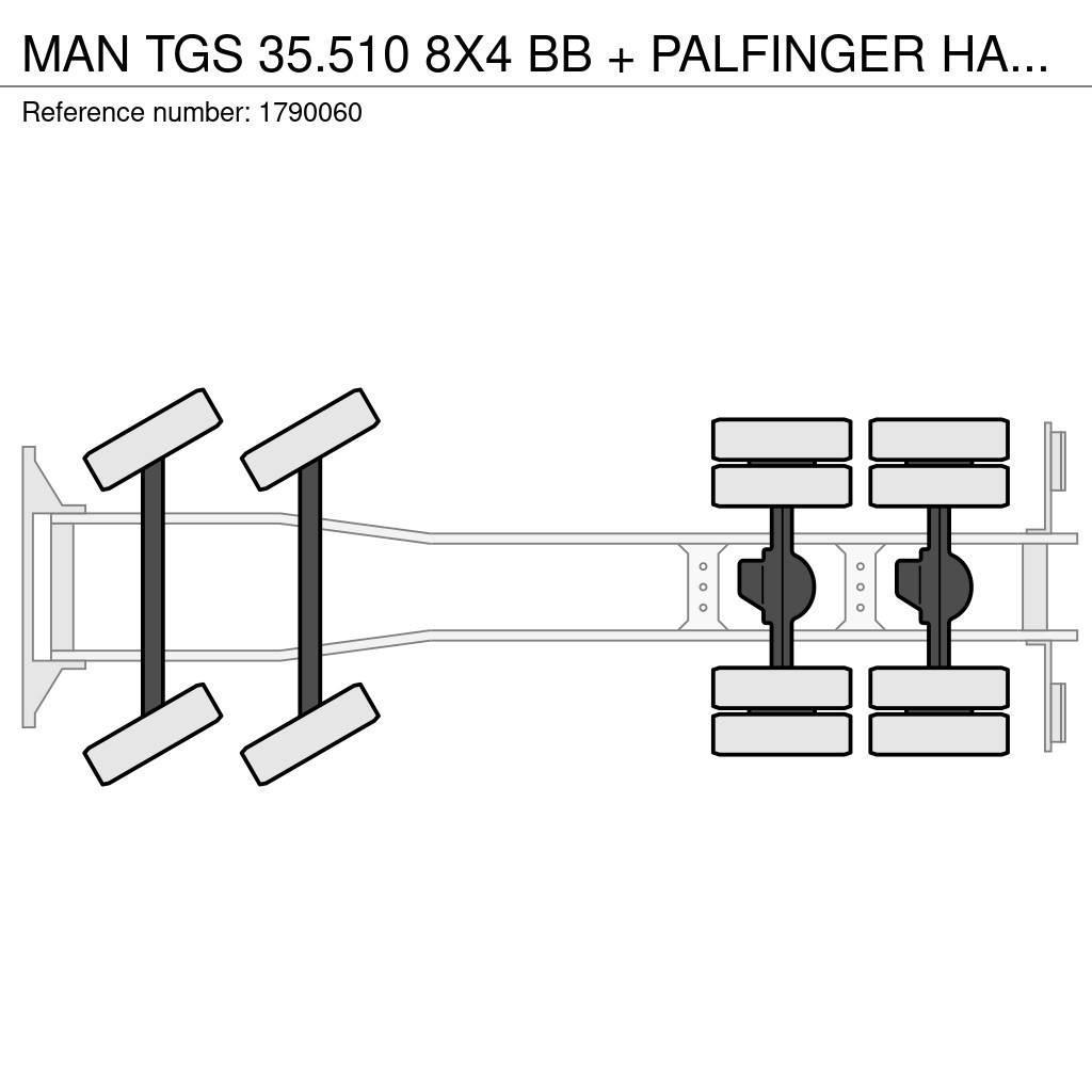 MAN TGS 35.510 8X4 BB + PALFINGER HAAKARMSYSTEEM + PAL Araç üzeri vinçler