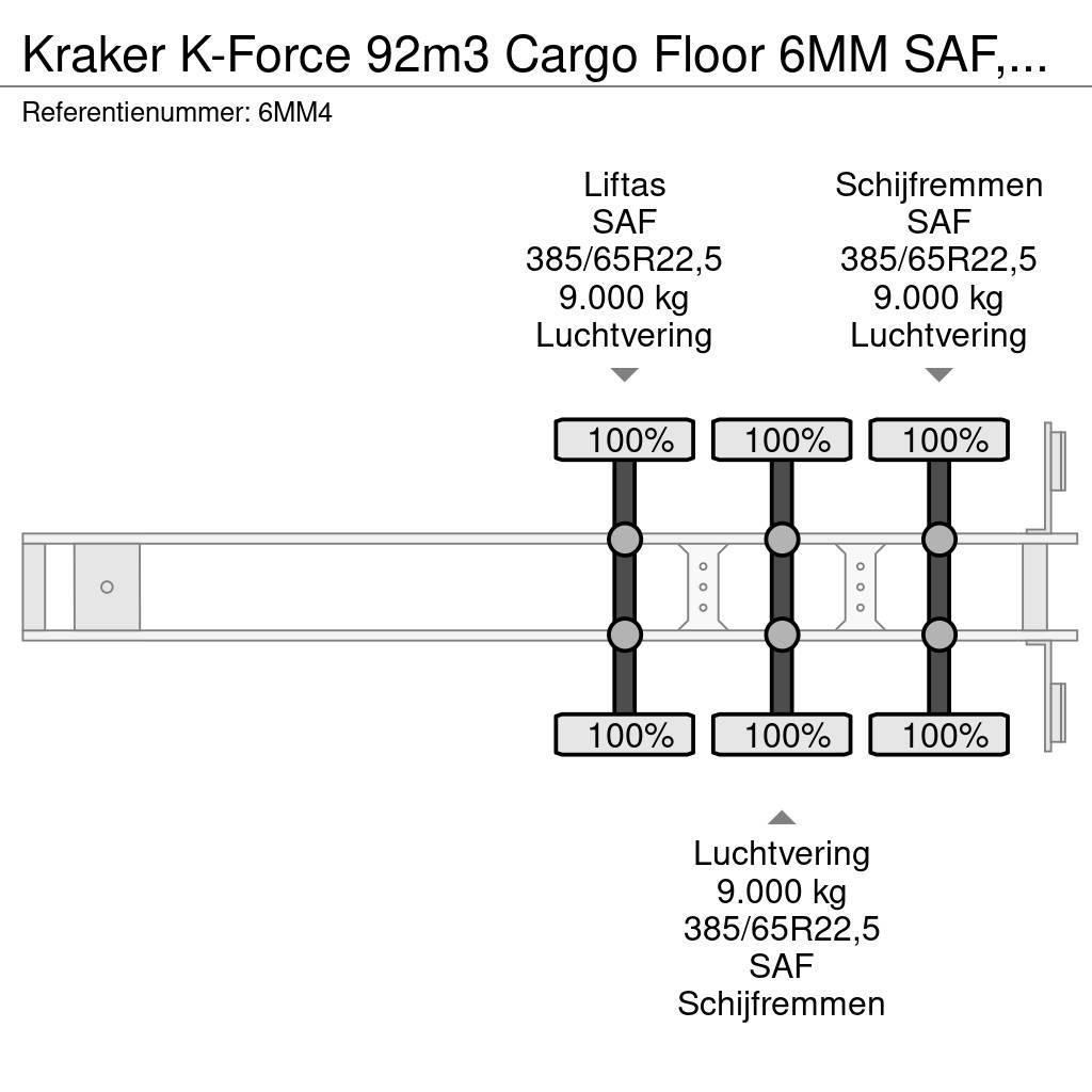 Kraker K-Force 92m3 Cargo Floor 6MM SAF, Liftachse, Remot Kayar zemin yarı römorklar