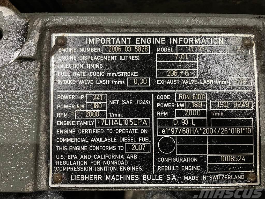 Liebherr D934L A6 motor ex. Liebherr HS835HD kran Motorlar
