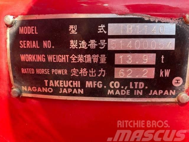 Takeuchi TB1140 Gravemaskine til ophug. Paletli ekskavatörler