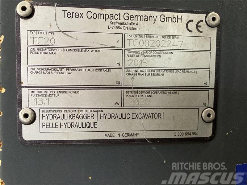 Terex TC20 Mini ekskavatörler, 7 tona dek