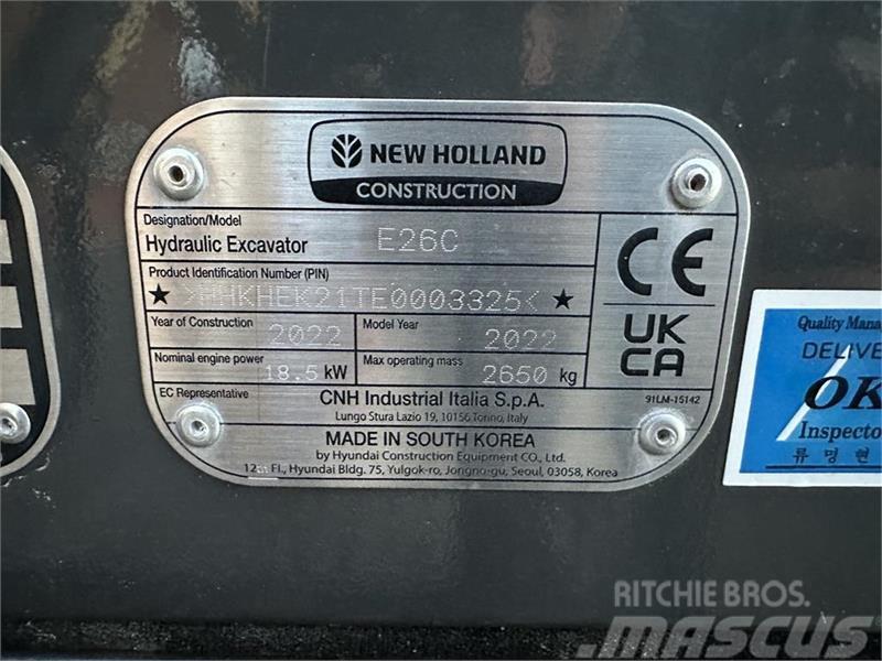 New Holland E26C Mini ekskavatörler, 7 tona dek