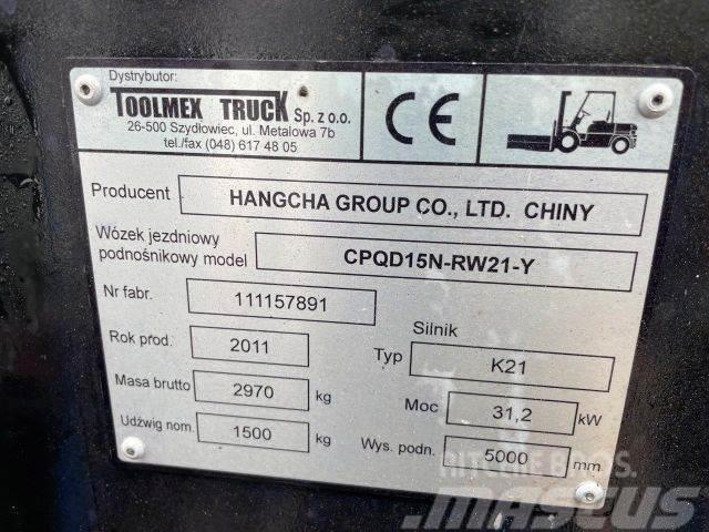 Hangcha 15N stapler,vin 891 LPG'li forkliftler