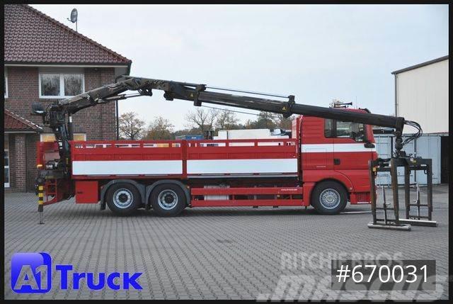 MAN TGX 26.400 XL Hiab 166K, Lift-Lenkachse Flatbed kamyonlar