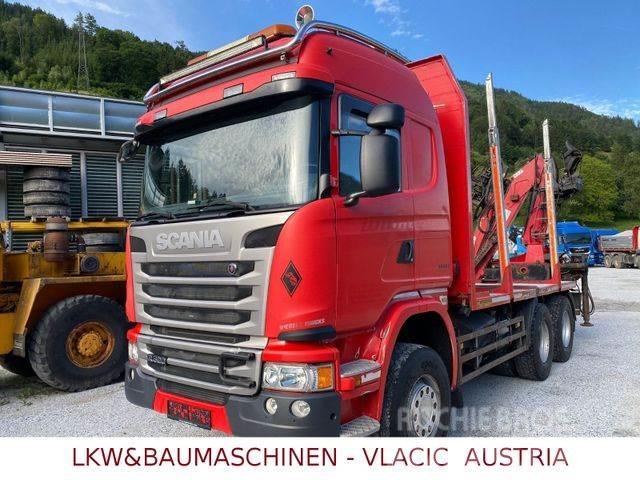 Scania G490 Holztransporter mit Kran Tomruk kamyonlari