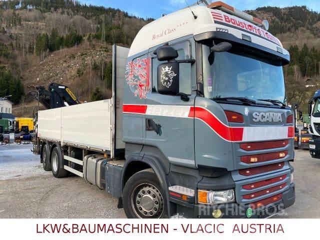 Scania R410 mit Kran Palfinger PK20002EH Flatbed kamyonlar